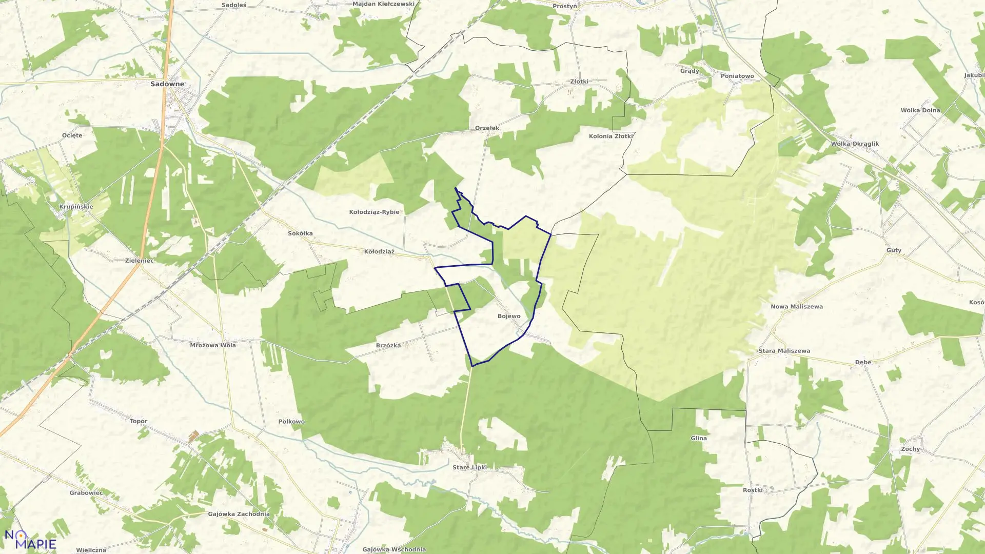 Mapa obrębu BOJEWO w gminie Sadowne