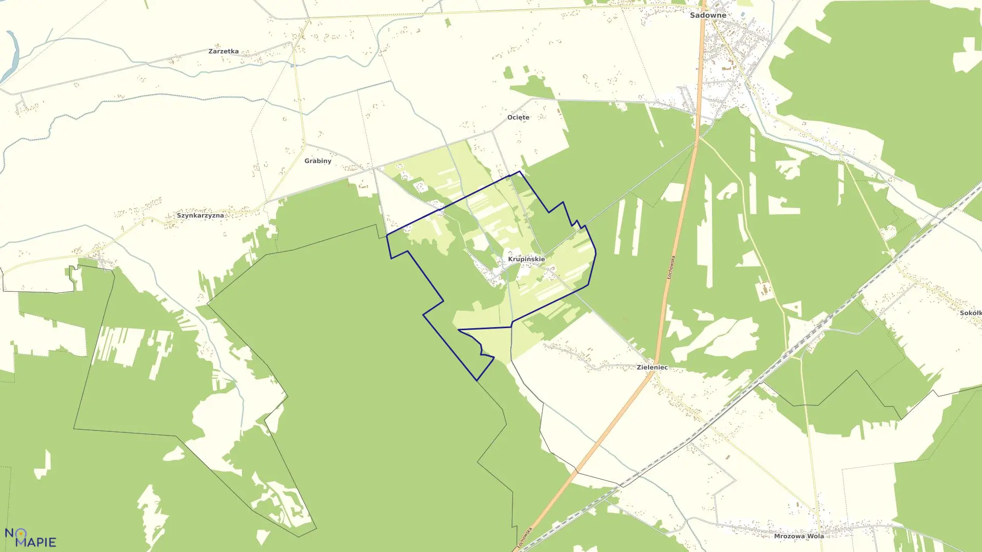 Mapa obrębu KRUPIŃSKIE w gminie Sadowne