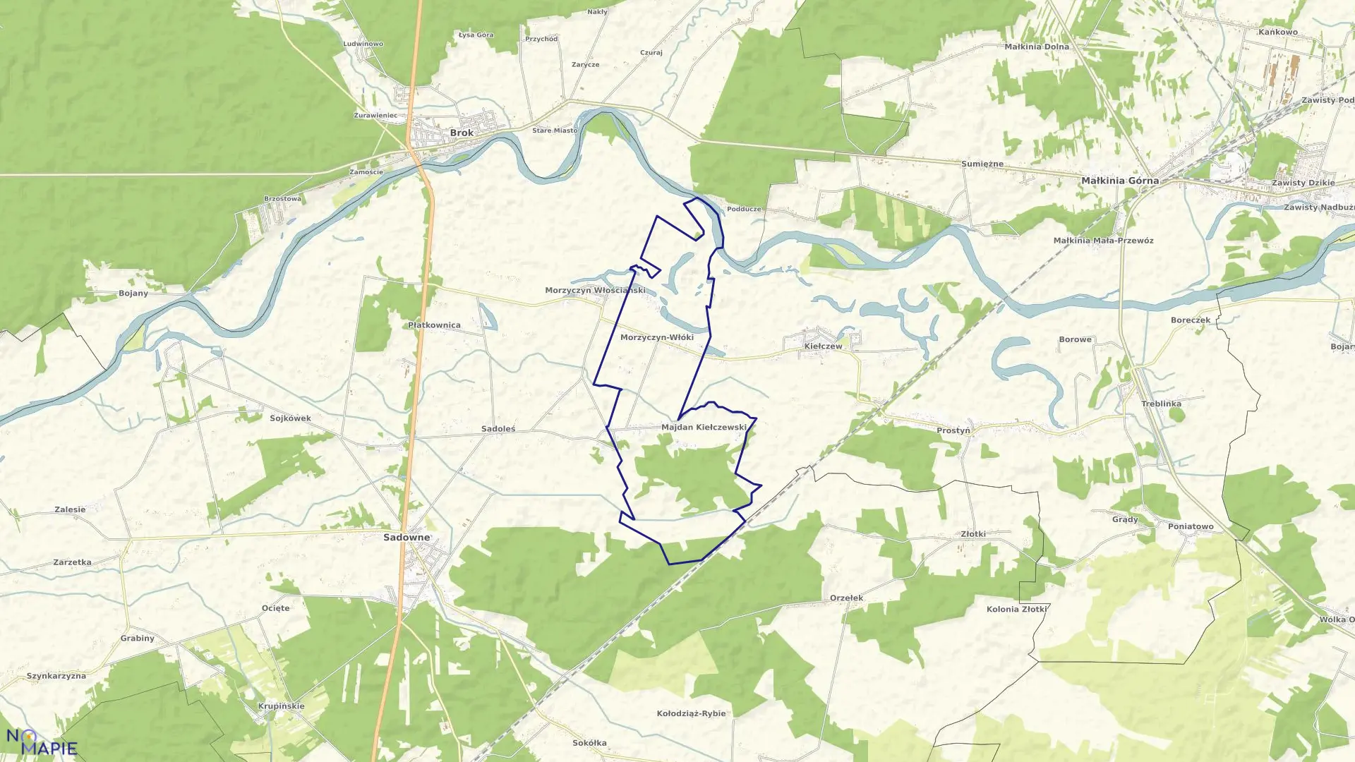 Mapa obrębu MORZYCZYN WŁÓKI w gminie Sadowne