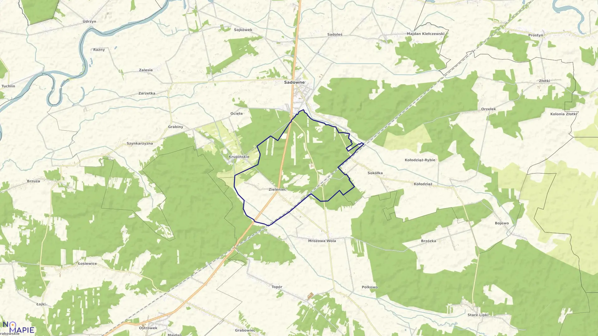 Mapa obrębu ZIELENIEC w gminie Sadowne